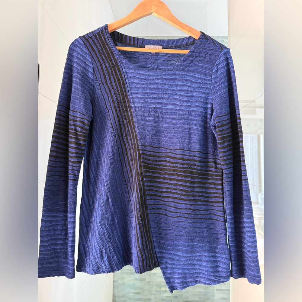 Habitat Spring Breeze Blue and Black Textured Long Sleeve Tunic XS